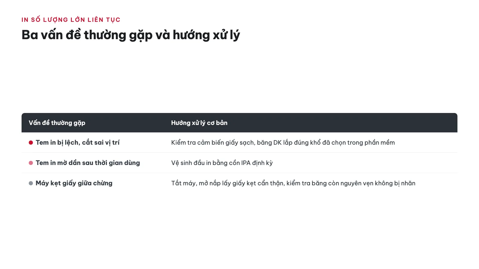 Hướng dẫn sử dụng Máy in nhãn Brother QL-1100 17 Cần lưu ý gì khi in số lượng lớn liên tục?
