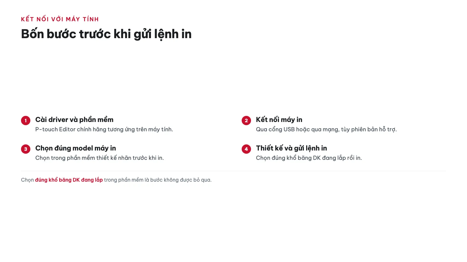 Hướng dẫn sử dụng Máy in nhãn Brother QL-1100 16 Kết nối QL-1100 với máy tính để in như thế nào?