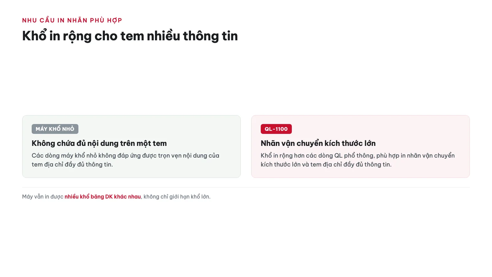 Hướng dẫn sử dụng Máy in nhãn Brother QL-1100 14 QL-1100 phù hợp với nhu cầu in nhãn nào?