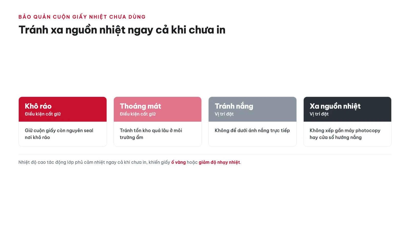 Hướng dẫn sử dụng Máy in nhãn Brother TD-2020 18 Bảo quản cuộn giấy nhiệt chưa dùng như thế nào cho đúng?