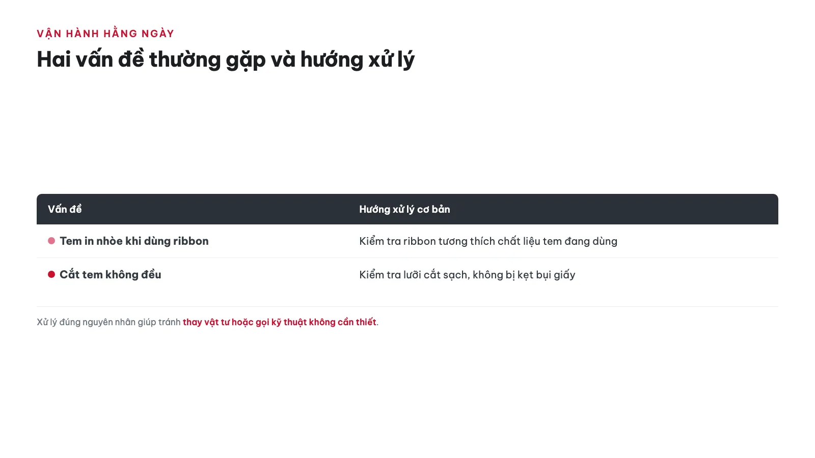 Hướng dẫn sử dụng Máy in nhãn Brother TD-2310D 19 Các vấn đề thường gặp khi vận hành