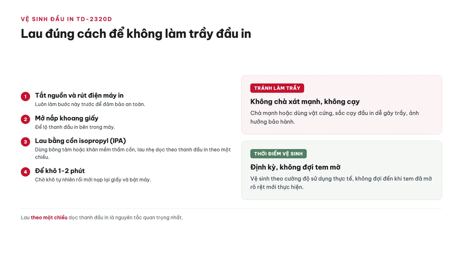 Hướng dẫn sử dụng Máy in nhãn Brother TD-2320D 18 Cách vệ sinh đầu in TD-2320D đúng cách, tránh làm trầy