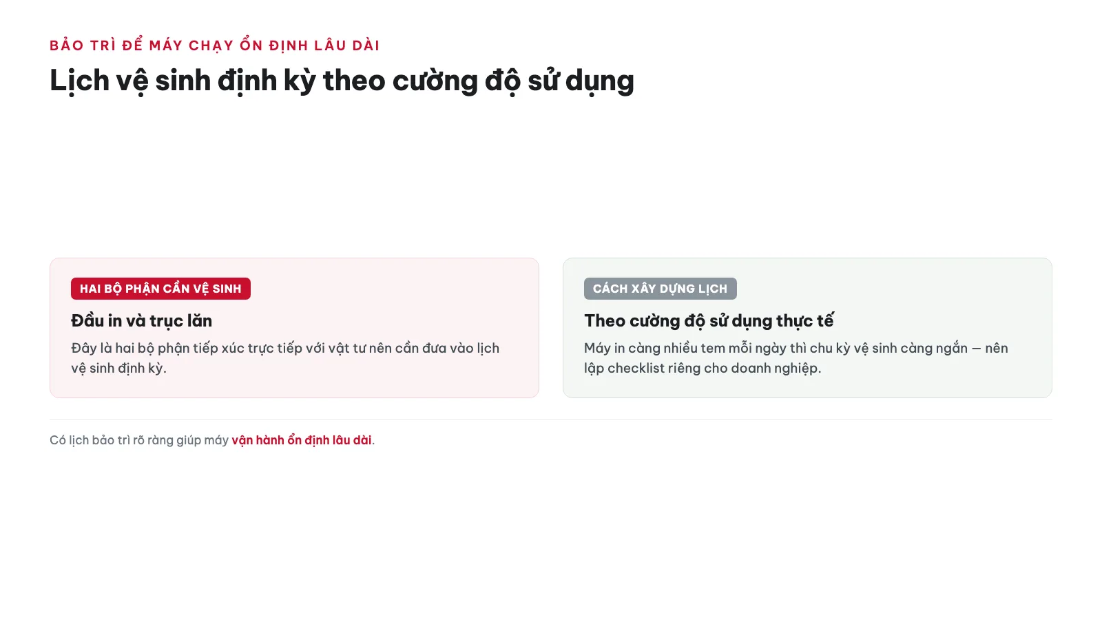 Hướng dẫn sử dụng Máy in nhãn Brother TD-2320D 17 Cần bảo trì gì để máy vận hành ổn định lâu dài?