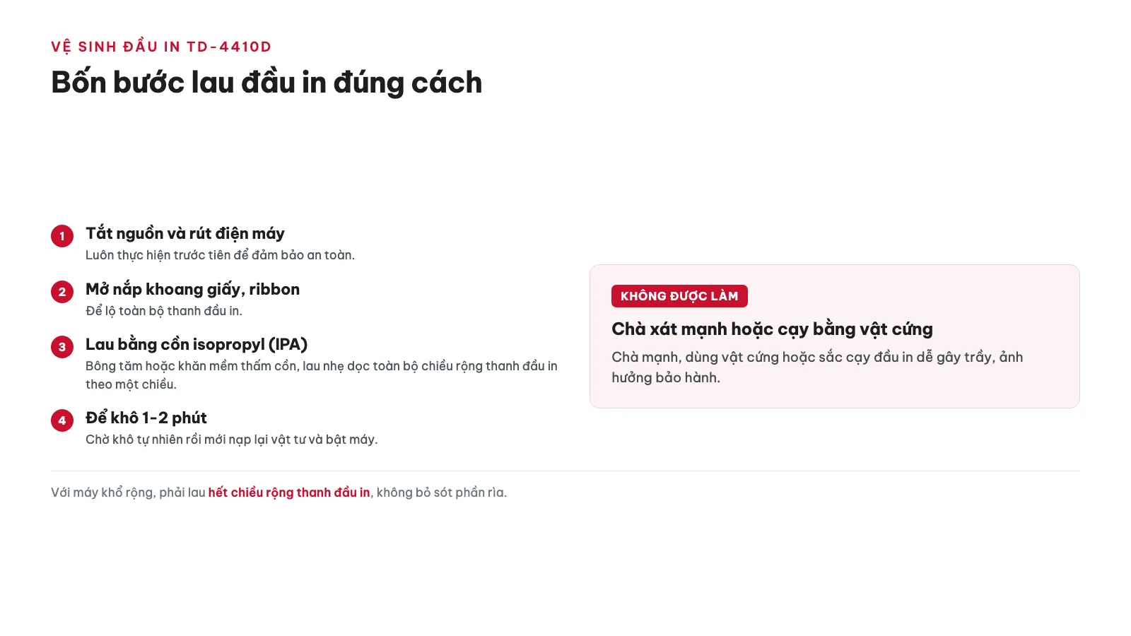 Hướng dẫn sử dụng Máy in nhãn Brother TD-4410D 18 Cách vệ sinh đầu in TD-4410D đúng cách