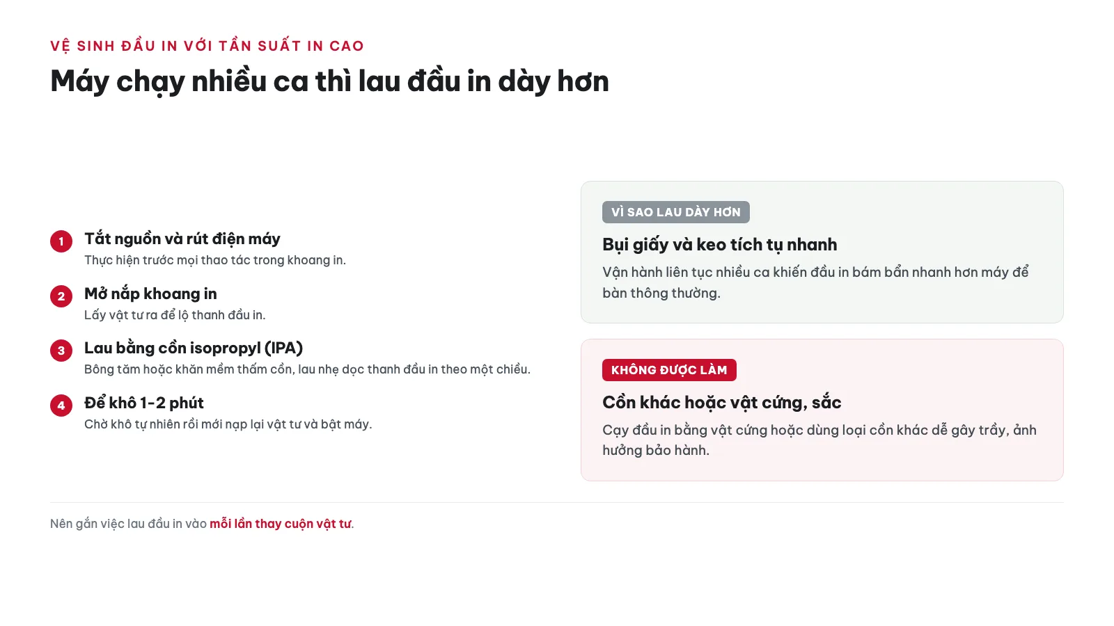 Hướng dẫn sử dụng Máy in nhãn Brother TD-4420DN 16 Cách vệ sinh đầu in TD-4420DN đúng cách với tần suất in cao