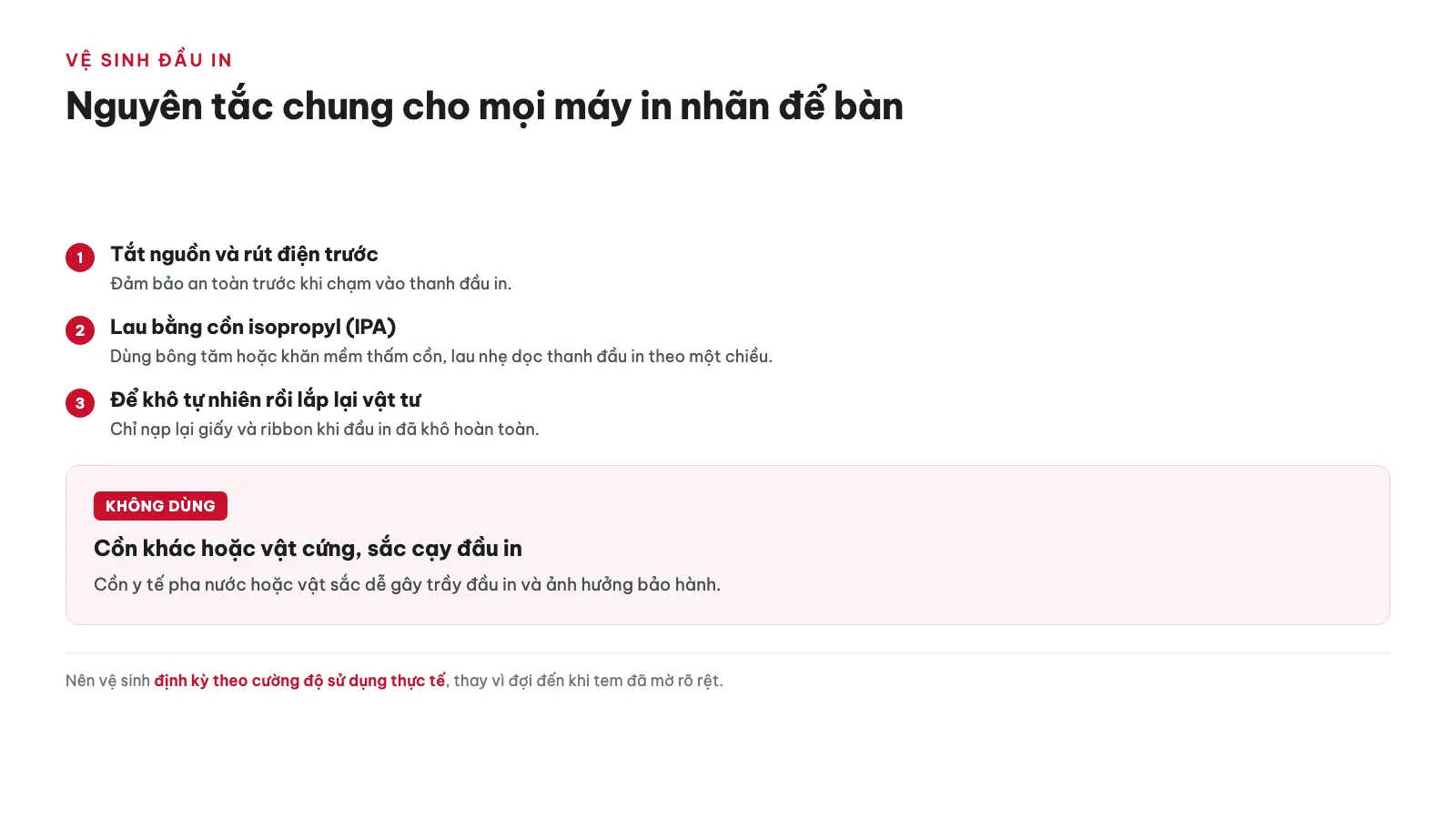 Hướng dẫn sử dụng Máy in nhãn để bàn cho doanh nghiệp 18 Vệ sinh đầu in đúng cách áp dụng cho mọi máy in nhãn để bàn