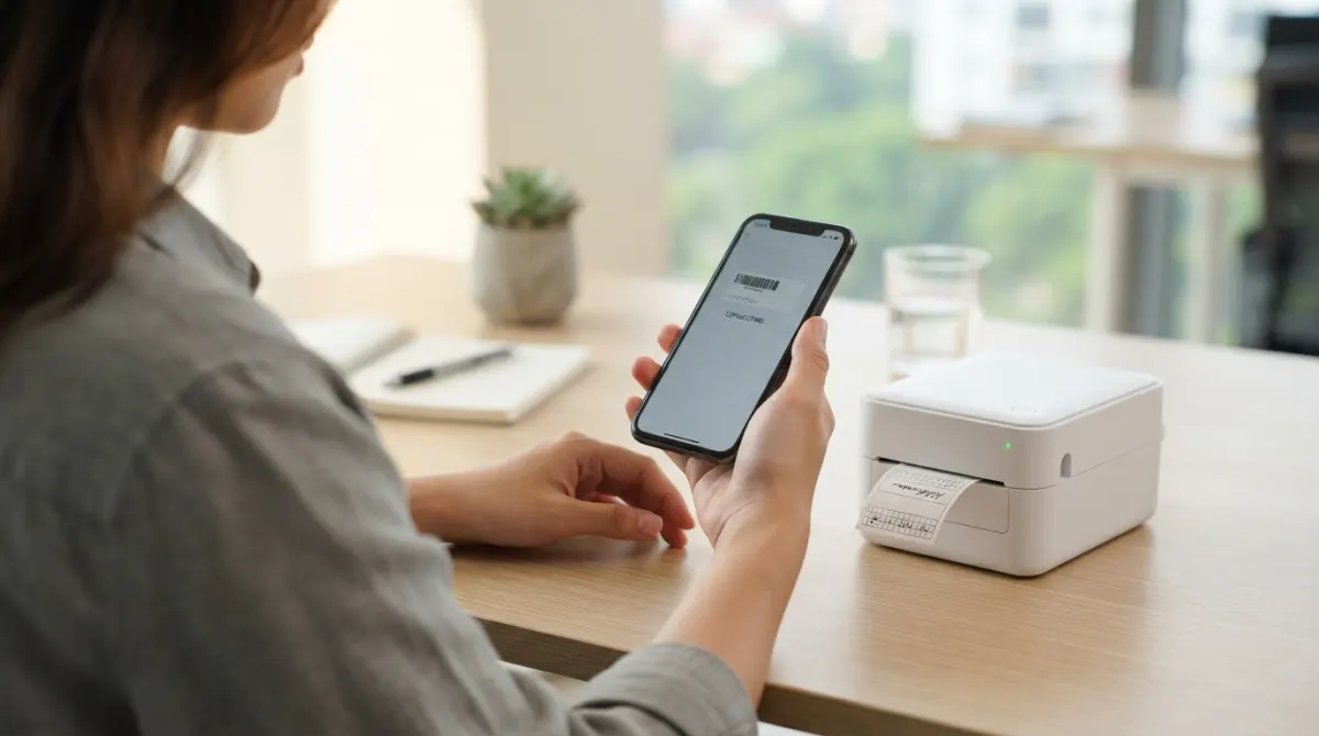 Kết nối Bluetooth máy in nhãn với điện thoại để in nhãn trực tiếp từ app