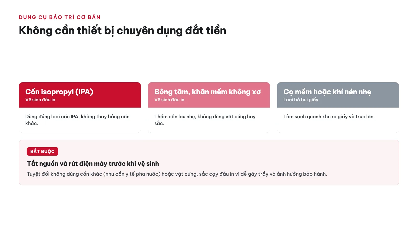 Lịch bảo trì máy in nhãn định kỳ cho doanh nghiệp 18 Cần chuẩn bị dụng cụ gì cho việc bảo trì cơ bản?