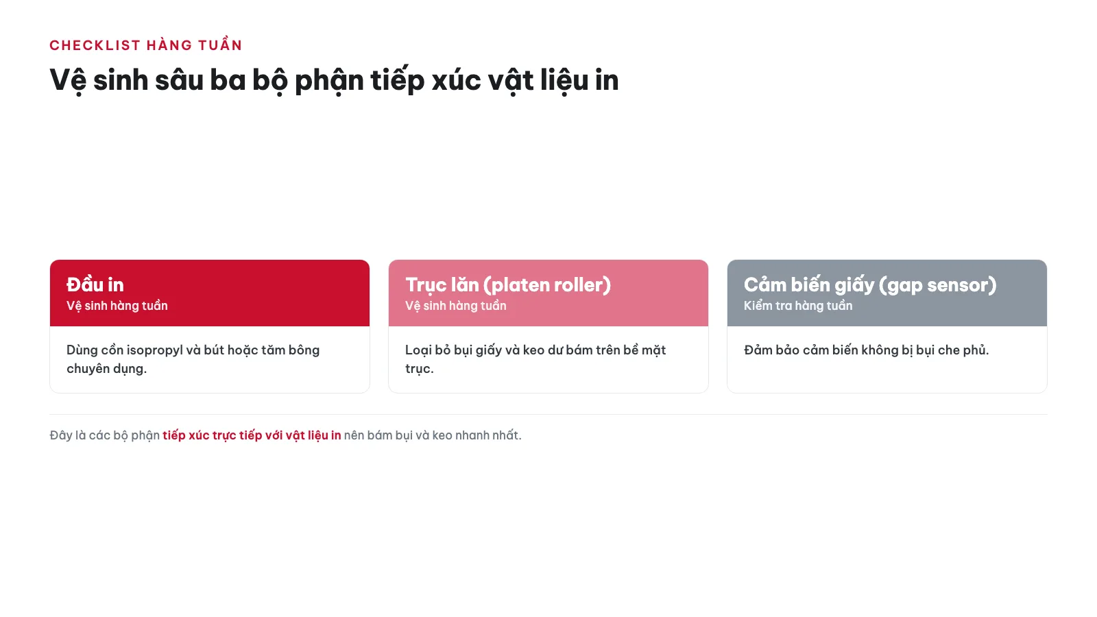 Lịch bảo trì máy in nhãn định kỳ cho doanh nghiệp 15 Checklist bảo trì hàng tuần gồm những gì?