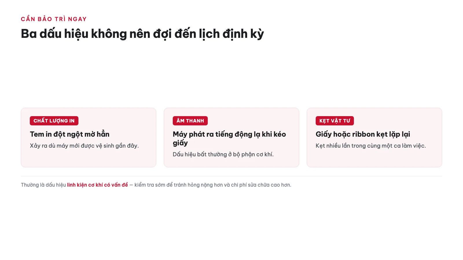 Lịch bảo trì máy in nhãn định kỳ cho doanh nghiệp 19 Dấu hiệu nào cho thấy cần bảo trì ngay, không đợi đến lịch định kỳ?