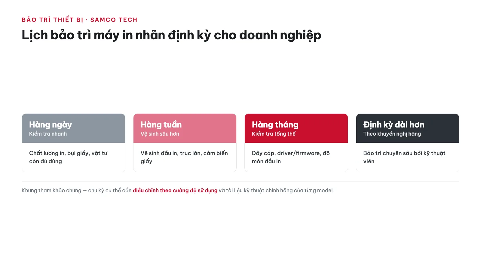 Lịch bảo trì máy in nhãn định kỳ cho doanh nghiệp 12 Lịch bảo trì máy in nhãn định kỳ cho doanh nghiệp