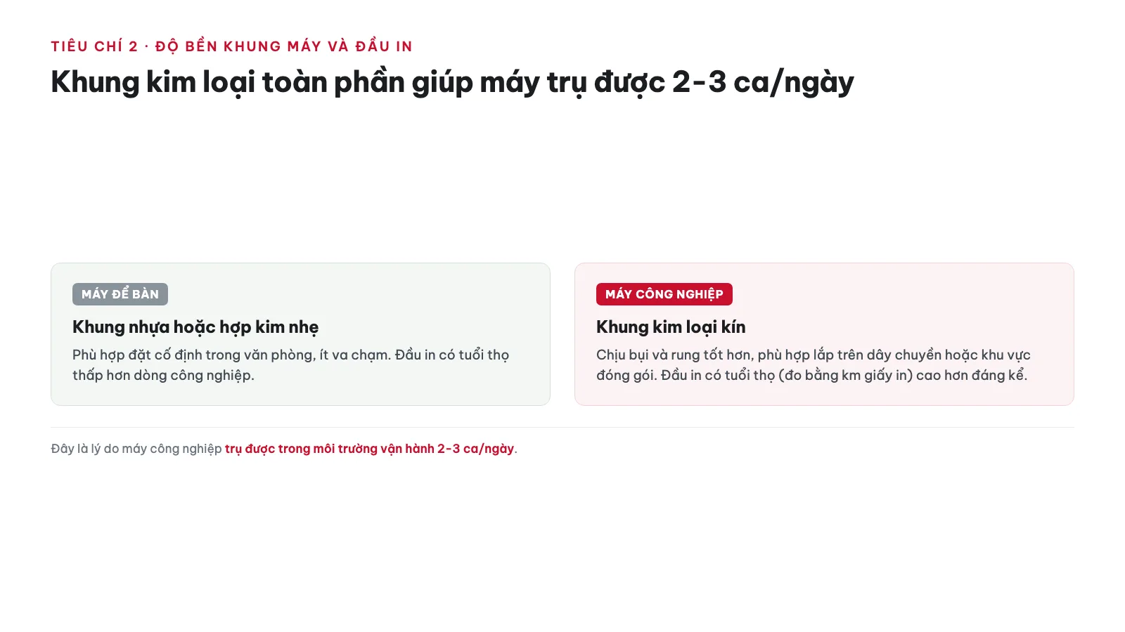 Tiêu chí 2: Độ bền khung máy và đầu in có khác biệt gì?