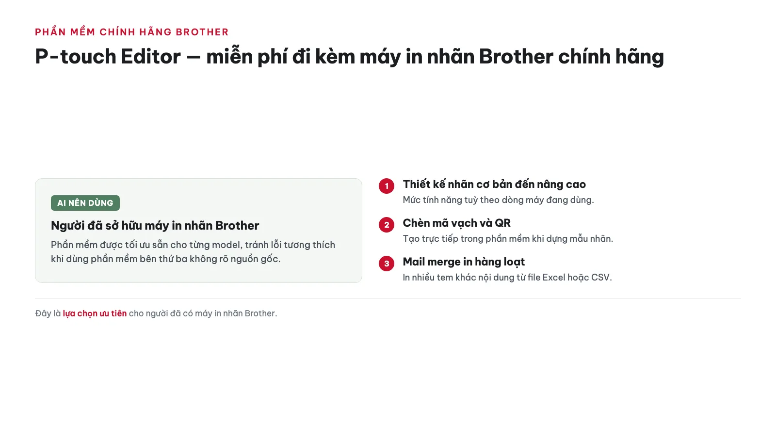 Phần mềm thiết kế nhãn in miễn phí 2026 18 Brother có phần mềm thiết kế nhãn miễn phí chính hãng không?
