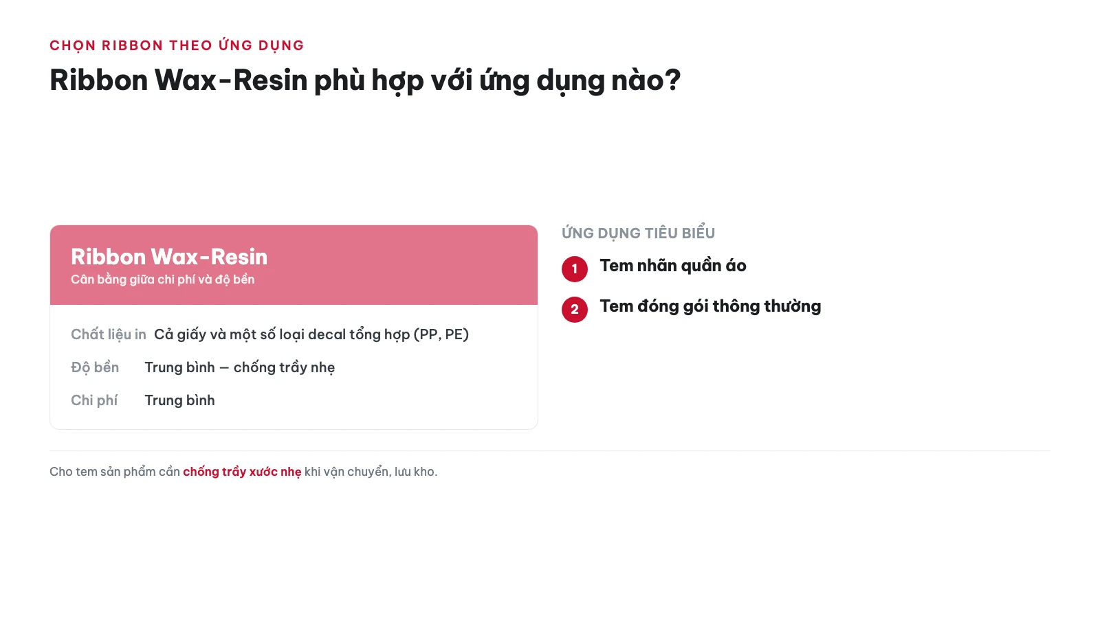 Ribbon Wax, Wax-Resin, Resin: phân biệt & cách chọn 15 Ribbon Wax-Resin phù hợp với ứng dụng nào? — ribbon wax, wax-resin, resin: phân biệt & cách chọn
