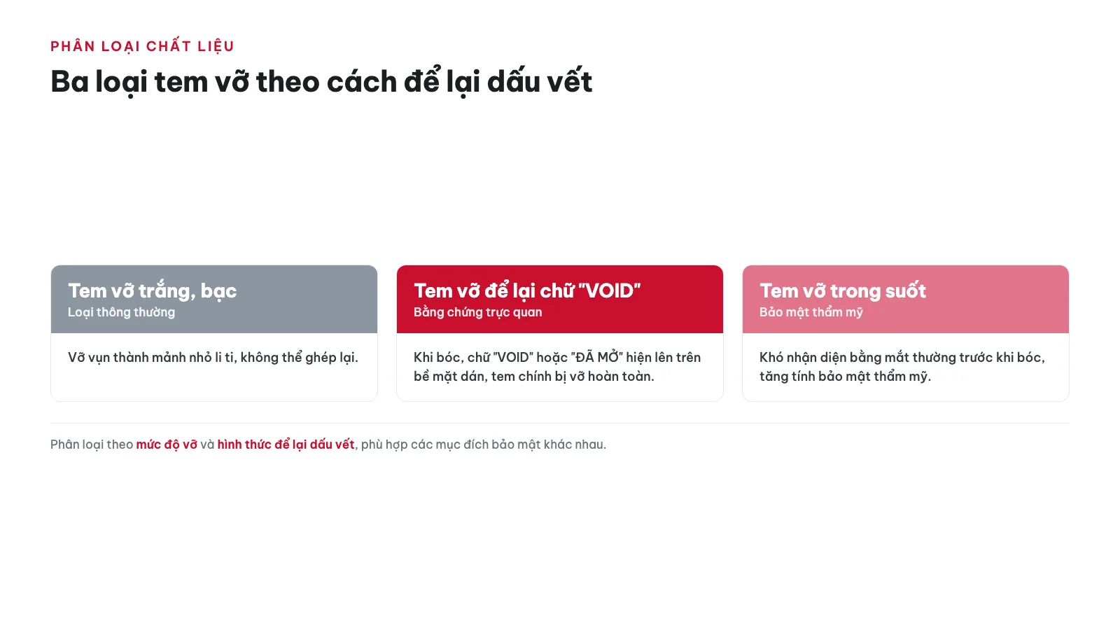 Có những loại chất liệu tem vỡ phổ biến nào?