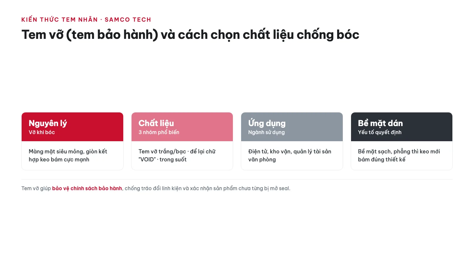 Tem vỡ (tem bảo hành) và cách chọn chất liệu chống bóc