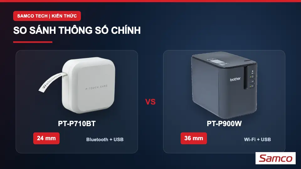 So sánh PT-P710BT vs PT-P900W 20 Bảng so sánh thông số PT-P710BT và PT-P900W