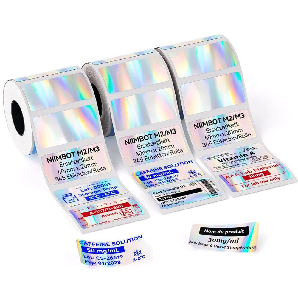 Nhãn hologram bạc laser Niimbot 40 x 20 mm cho máy M2, M3 1 Nhãn hologram bạc laser Niimbot 40 x 20 mm cho máy M2, M3