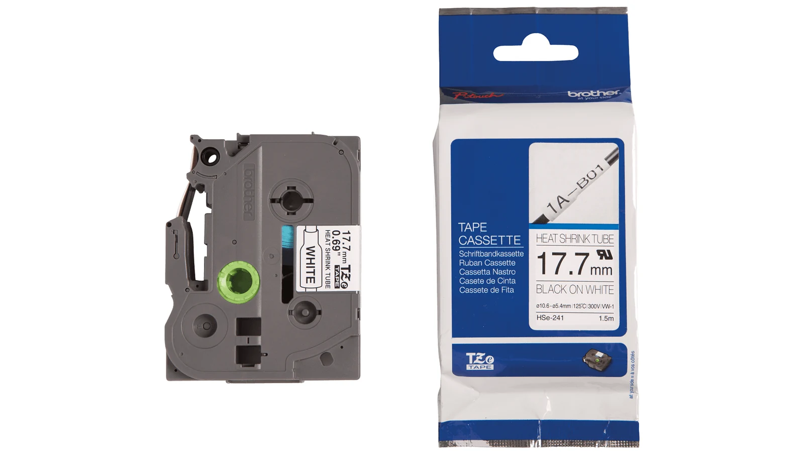 Nhãn Brother HGe là gì? Khác gì nhãn HSe và dùng cho máy nào 13 Cassette ống co nhiệt Brother HSe-241 rộng 17,7 mm chữ đen nền trắng